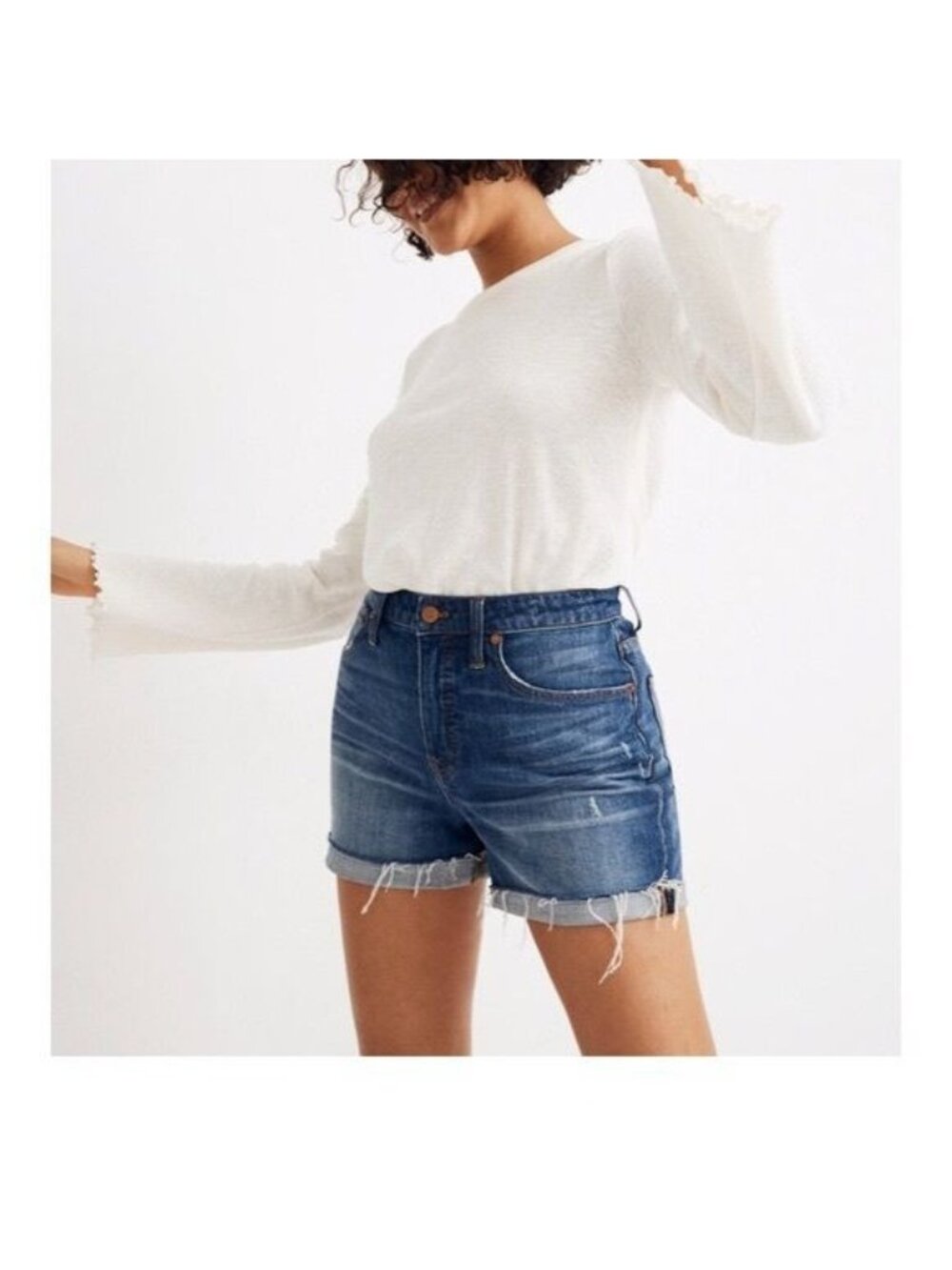 Madewell High Rise Denim Jean Shorts Raw Hem 25
